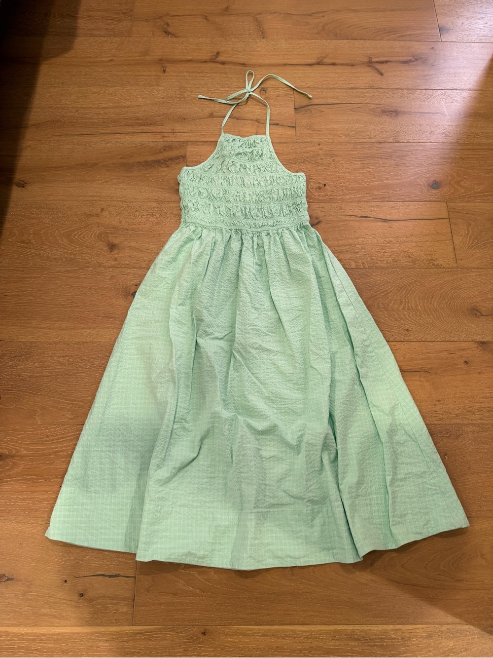 SOLID & STRIPED Mint Green Smocked Halter Maxi Dress - size Medium